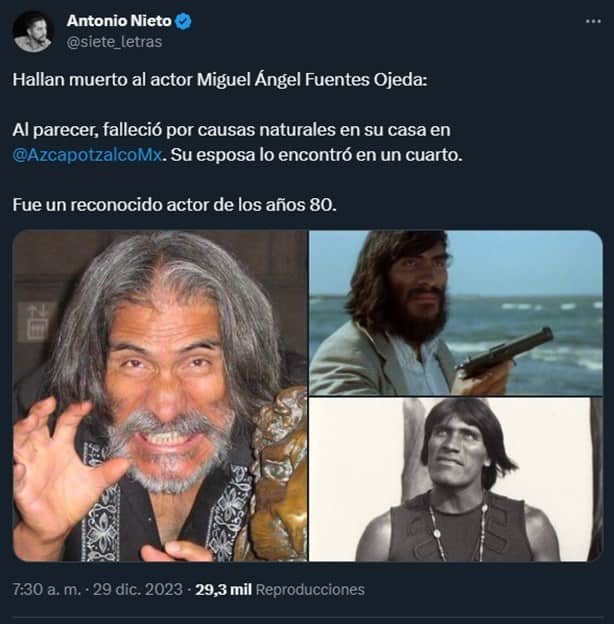 ¿De qué murió Miguel Ángel Fuentes? Reconocido actor mexicano