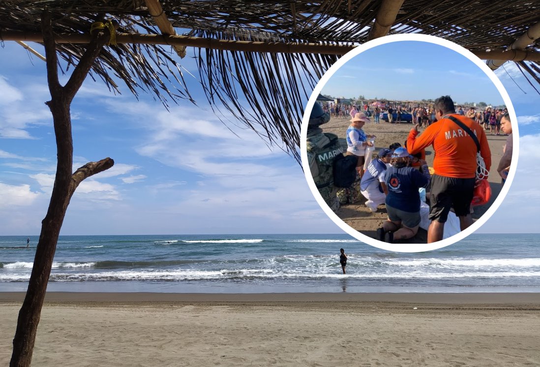 Rescatan a turistas menores de edad a punto de ahogarse en playa de Chachalacas; venían de CDMX