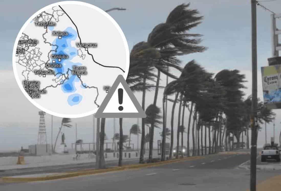 Emiten Alerta Gris por norte en Veracruz con rachas de 115 km/hr