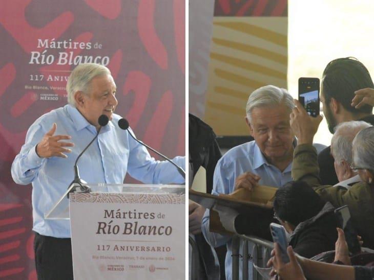AMLO encabeza conmemoración de los Mártires de Río Blanco; hace importantes compromisos (+Video)