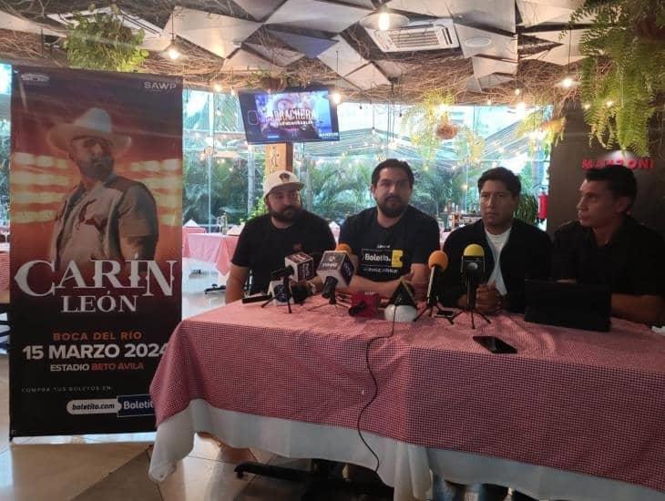 Carín León debutará en Veracruz el 15 de marzo en el Estadio Beto Ávila