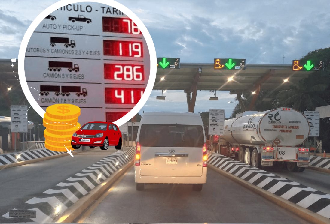 Sorprende a conductores incremento de 5 pesos en la caseta de peaje de La Antigua, Veracruz