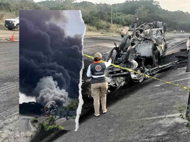 Chocan y explotan pipas en carretera del norte de Veracruz (+Video)