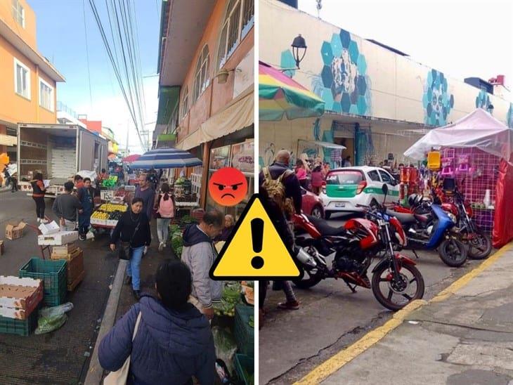 Xalapa sin cultura vial; negocios invaden pasos peatonales, calles y avenidas