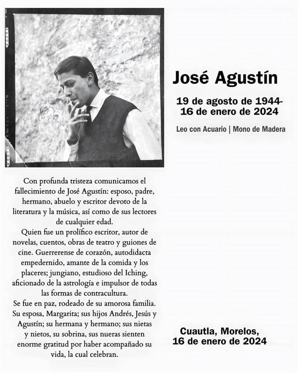 José Agustín: ¿de qué murió el escritor mexicano?