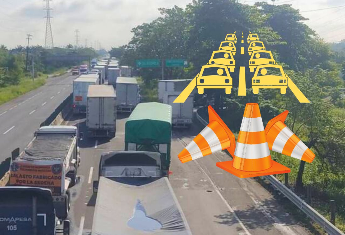 Capufe reporta tráfico hasta de 9 kilómetros en la autopista Nuevo Teapa- Cosoleacaque