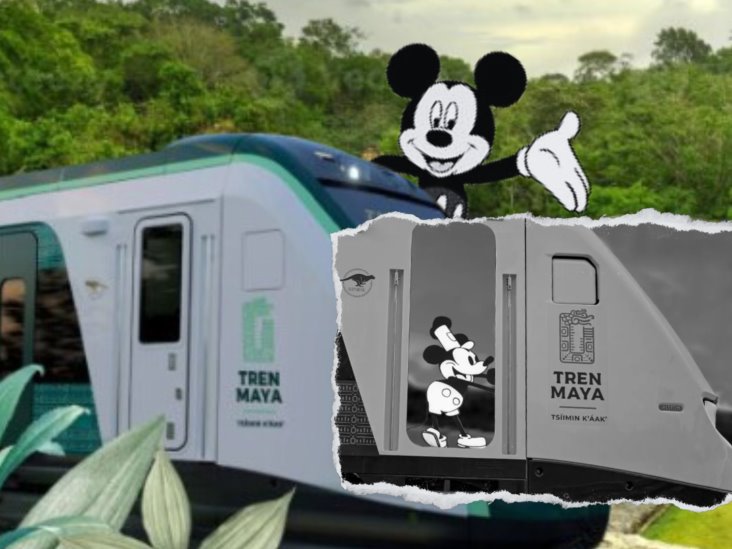 Mickey Mouse conduce el Tren Maya, así promocionaron sus viajes