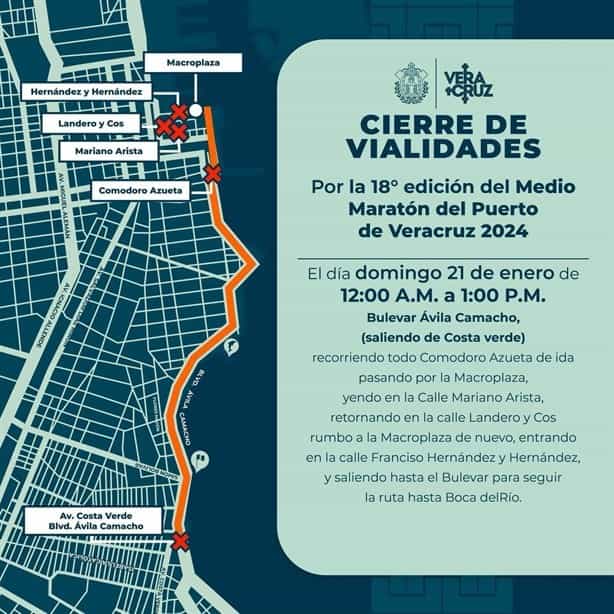 Habrá cierres viales en Veracruz y Boca del Río por carrera deportiva este domingo