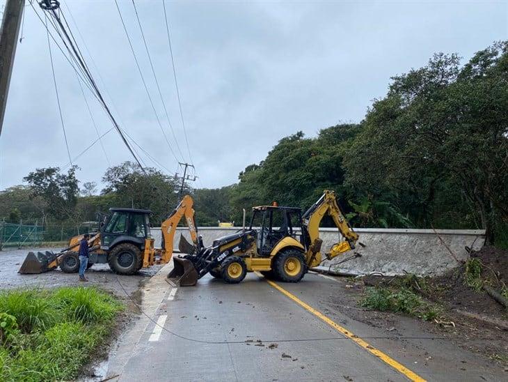 Carretera Las Trancas-Coatepec permanecería cerrada hasta 2 días por caída de viga (+Video)