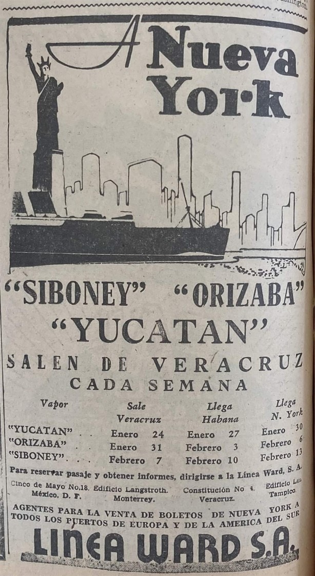 ¿Sabías que había un barco que partía de Veracruz y llegaba a Nueva York? Esto sabemos