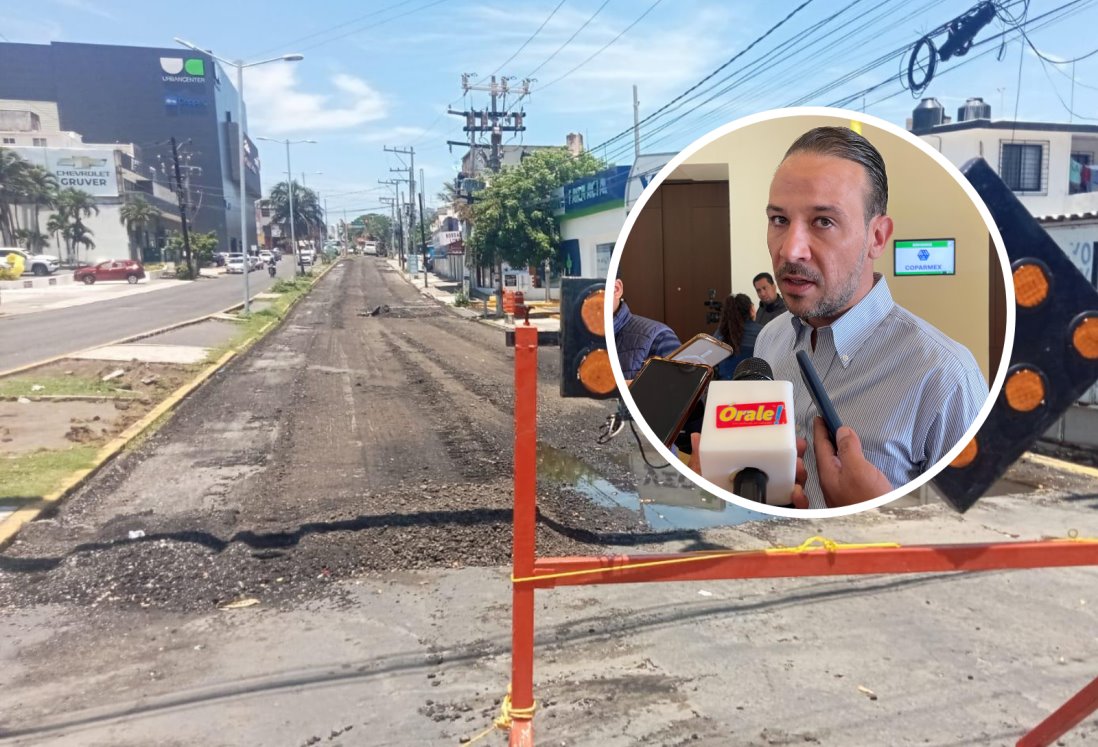 Rehabilitación de la avenida Juan Pablo II en Boca del Río lleva un avance del 80%