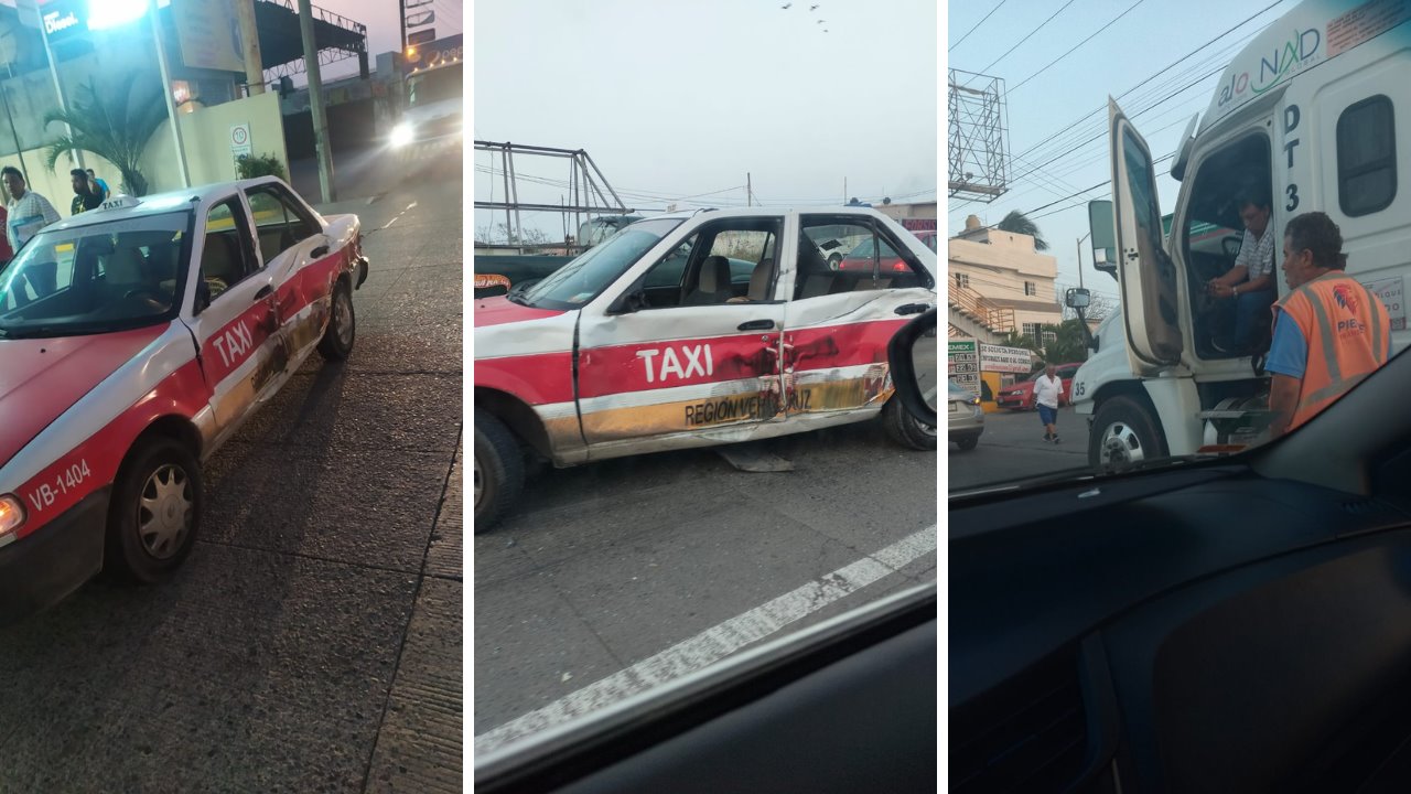 Tráiler impacta taxi en las Brisas, el conductor intentó darse a la fuga