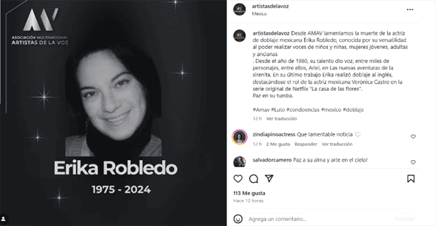 Muere Erika Robledo, actriz mexicana de doblaje de La Sirenita