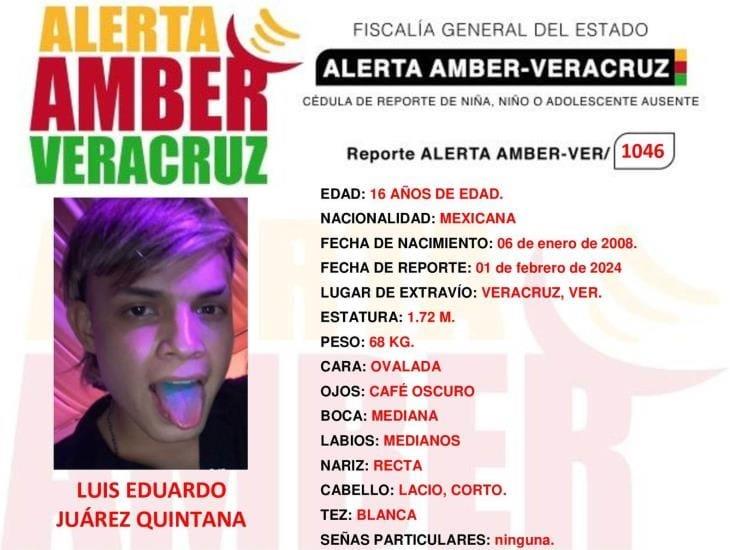 Emiten Alerta Amber por desaparición de Luis Eduardo de 16 años en la ciudad de Veracruz