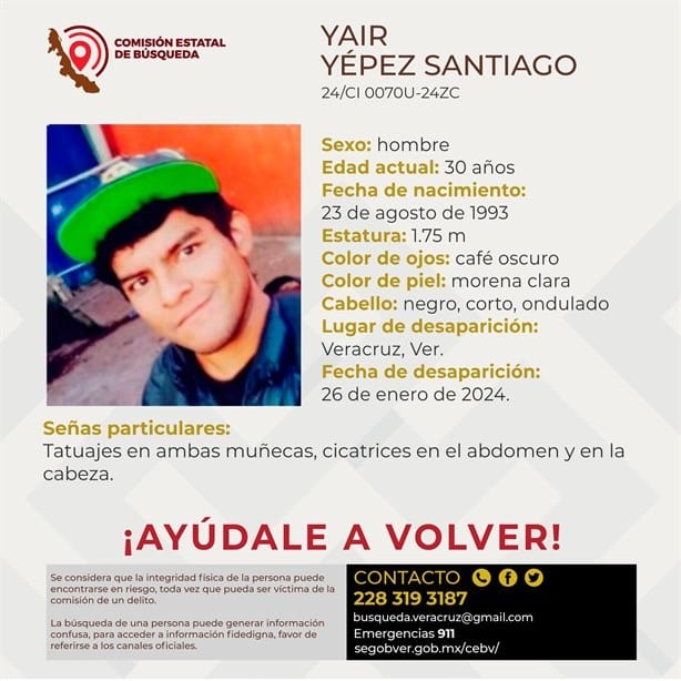 Desaparece hombre en la ciudad de Veracruz; estas son sus señas particulares