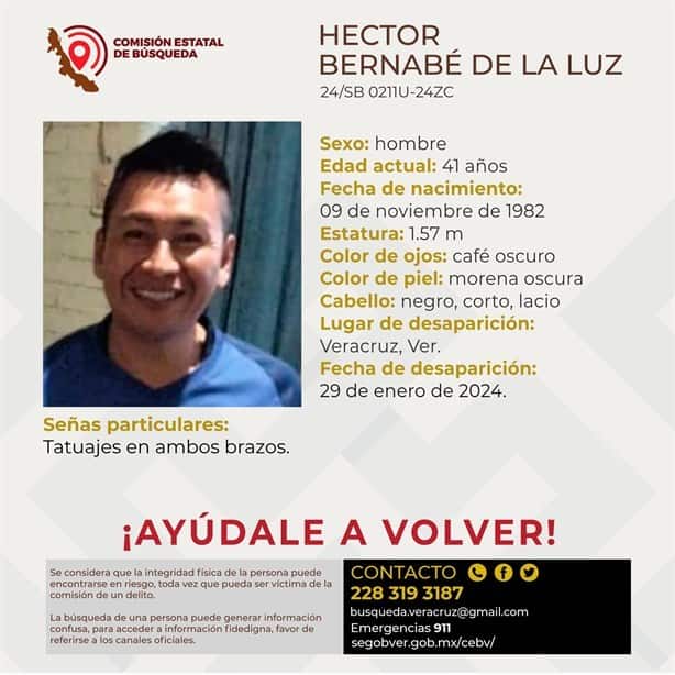 Héctor Bernabé cumple una semana desaparecido en Veracruz