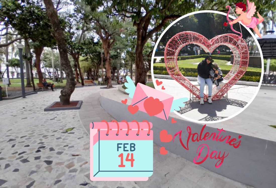 Colocarán adornos por el Día del Amor y la Amistad en el parque Zamora, en Veracruz