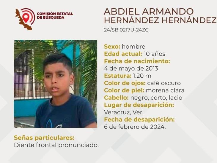 Buscan a Abdiel Armando de 10 años, desapareció en la ciudad de Veracruz