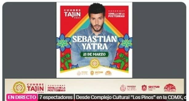 Anuncian concierto de Sebastián Yatra en Cumbre Tajín 2024