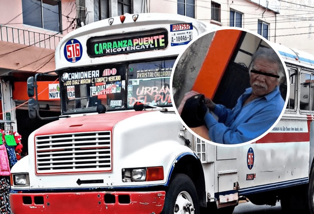 Exhiben a hombre por acosar a mujer y tocarse en un camión urbano en Boca del Río