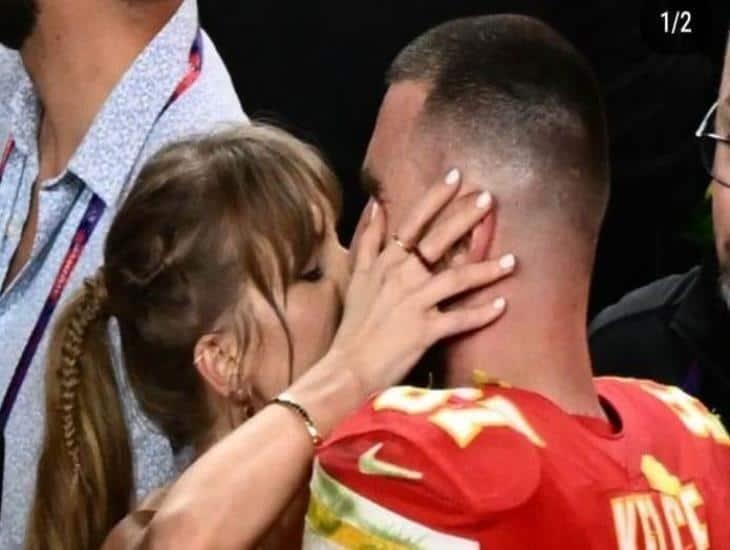 Con apasionado beso celebran Taylor Swift y Travis Kelce el triunfo de los Chiefs en el Super Bowl LVIII