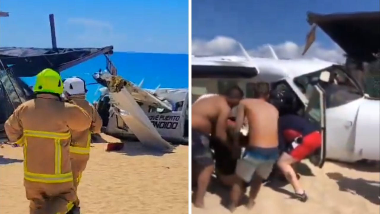 Desplome de avioneta en Puerto Escondido, Oaxaca, deja a 5 lesionados y un fallecido | VIDEO