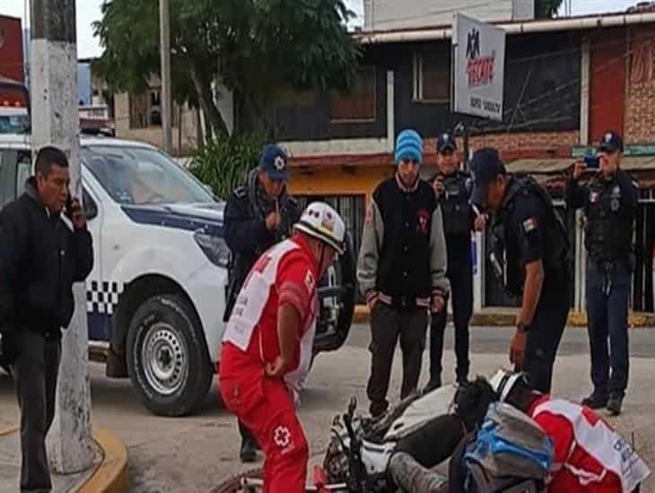 Motociclista sufre percance en Misantla