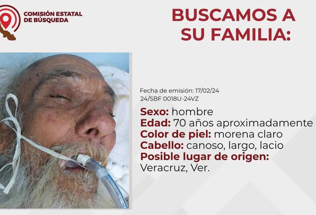 Se busca a su familia; persona de la tercera edad está hospitalizado en Veracruz