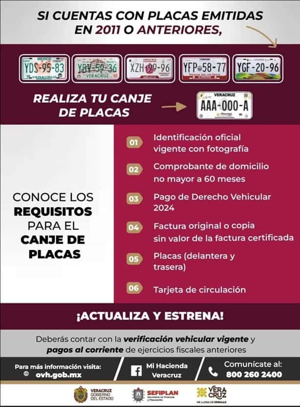 Conoce los requisitos para el canje de placas en Veracruz este 2024