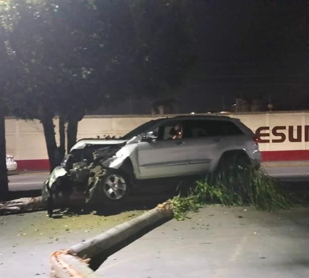 Camioneta se impacta contra un árbol del camellón central en Fortín