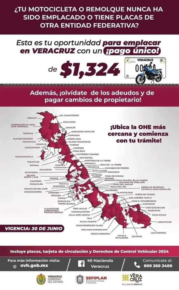Este es el costo único de emplacamiento en Veracruz en 2024