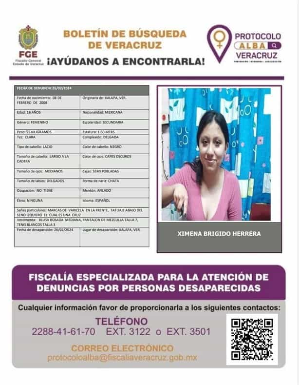 ¿La has visto? Buscan a Ximena, tiene 16 años y desapareció en Xalapa