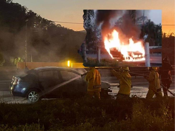 Se incendia automóvil sobre la autopista Córdoba-Orizaba