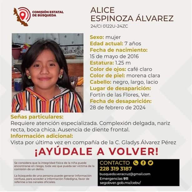 Reportan desaparición de una niña y un hombre en la zona centro de Veracruz