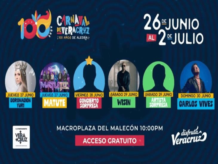 Estos son los artistas que estarán en los masivos del Carnaval de Veracruz 2024