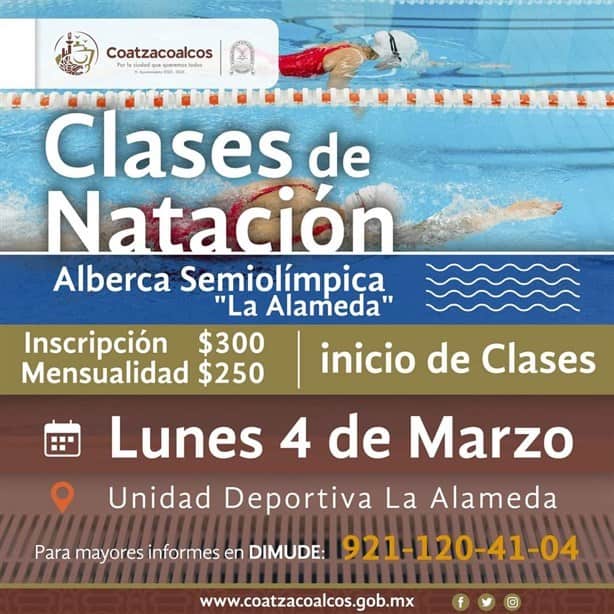 Ayuntamiento de Coatzacoalcos abre inscripciones para clases de natación