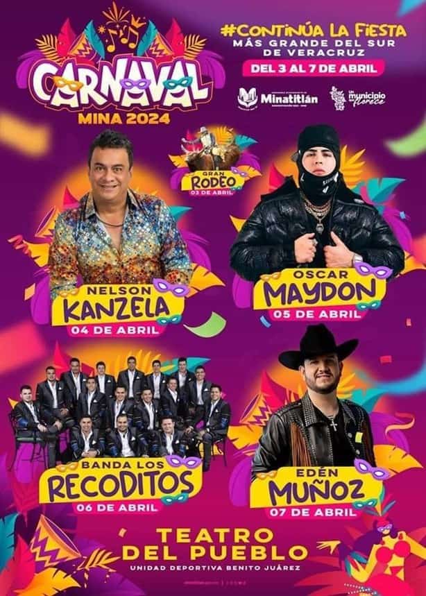 Carnaval de Minatitlán 2024: Esta es la cartelera oficial de artistas que se presentarán