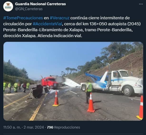 ¡Atento! Reportan volcadura sobre el libramiento de Xalapa (+Video)