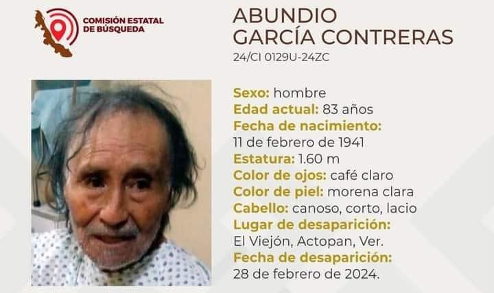 Desaparece Abundio García en la comunidad El Viejón, en Actopan