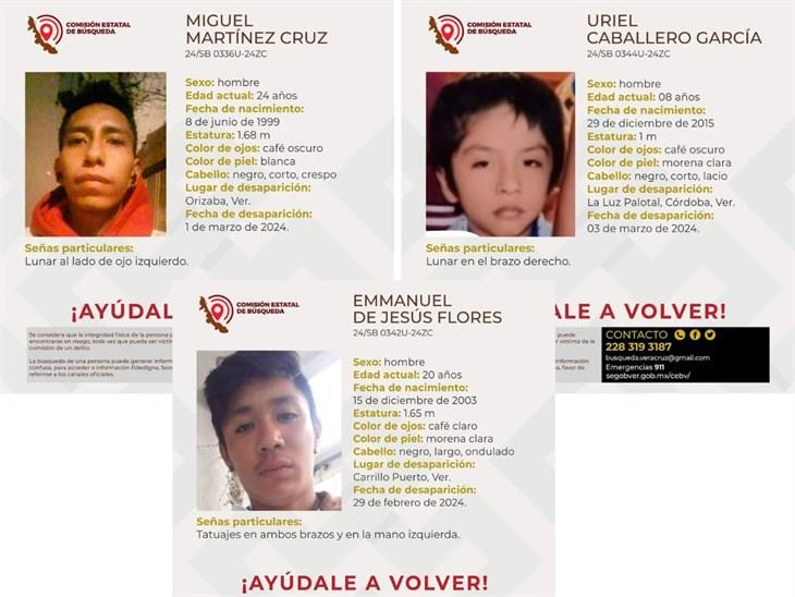 Desaparecen dos jóvenes y un menor de edad en la zona centro de Veracruz