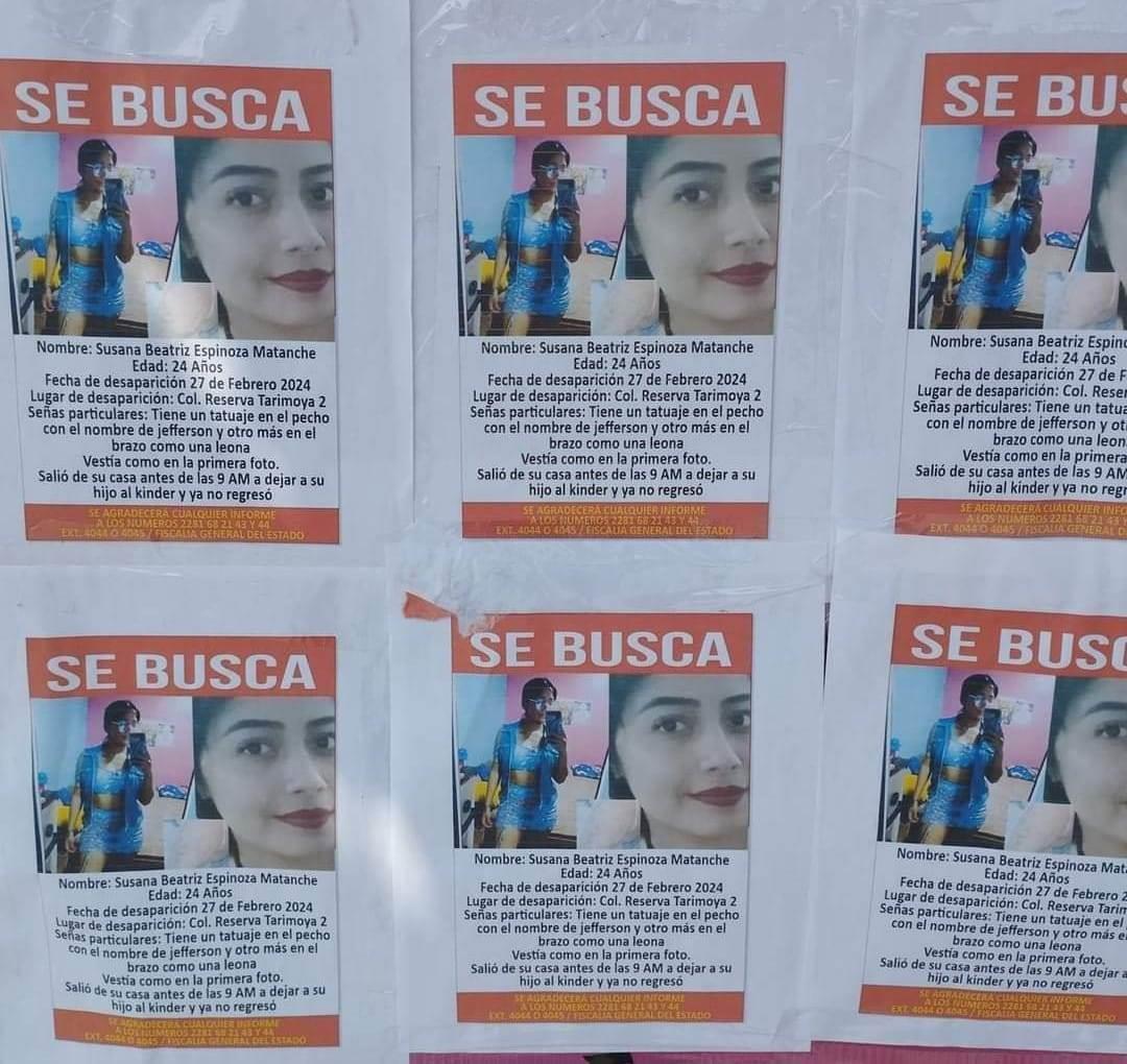 Familiares de Susana pegan su ficha de desaparecida por todo Veracruz