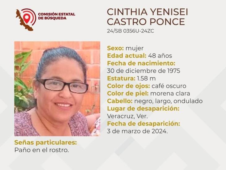 Buscan a Cinthia de 48 años desaparecida en la ciudad de Veracruz