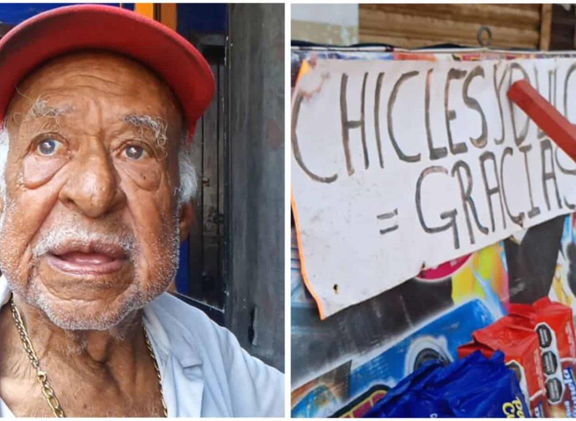 A sus más de 80, José Salomón se sigue sosteniendo de la venta de dulces en Minatitlán