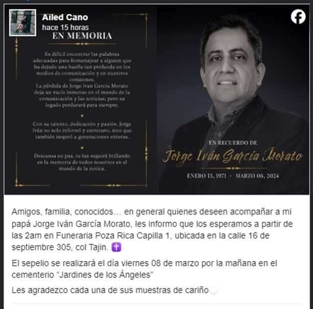 ¿Quiénes son la esposa e hijos de Jorge Iván García Morato? Locutor originario de Papantla