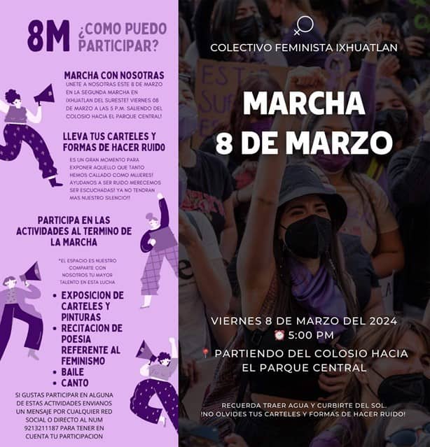 Marcha 8M: estas movilizaciones habrá este viernes en el sur de Veracruz
