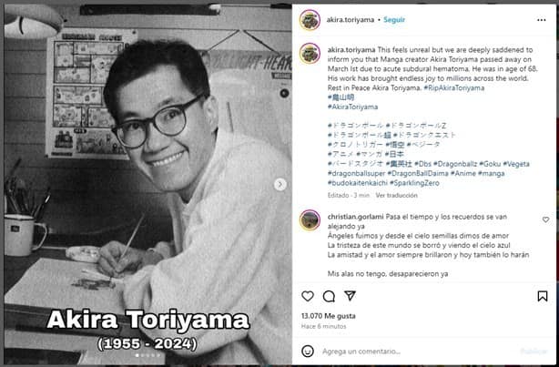 Akira Toriyama, creador de Dragon Ball, muere a los 68 años