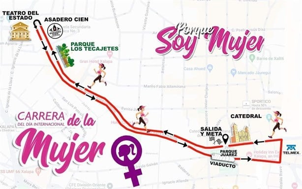 Calles que serán cerradas en Xalapa por la carrera de mujeres el 9 de marzo