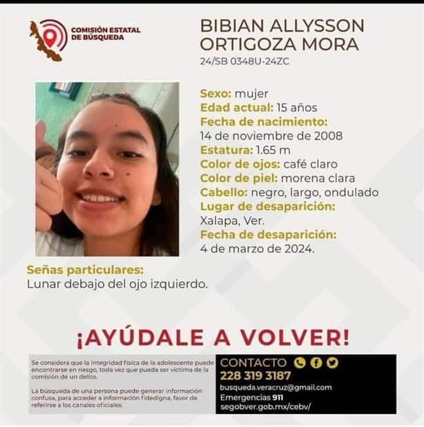 Fiscalía localiza en EdoMex a Bibian Allysson de 15 años desaparecida en Veracruz