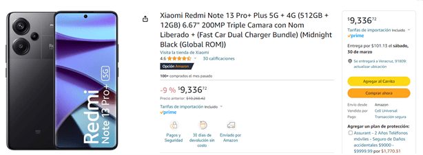 ¿Cuánto cuesta el Xiaomi Redmi Note 13 PRO+ con cámara de 200 MP?