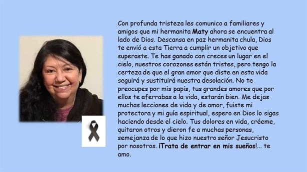 Fallece Maty, hermana de Federico Acevedo Rosas, meteorólogo de Veracruz